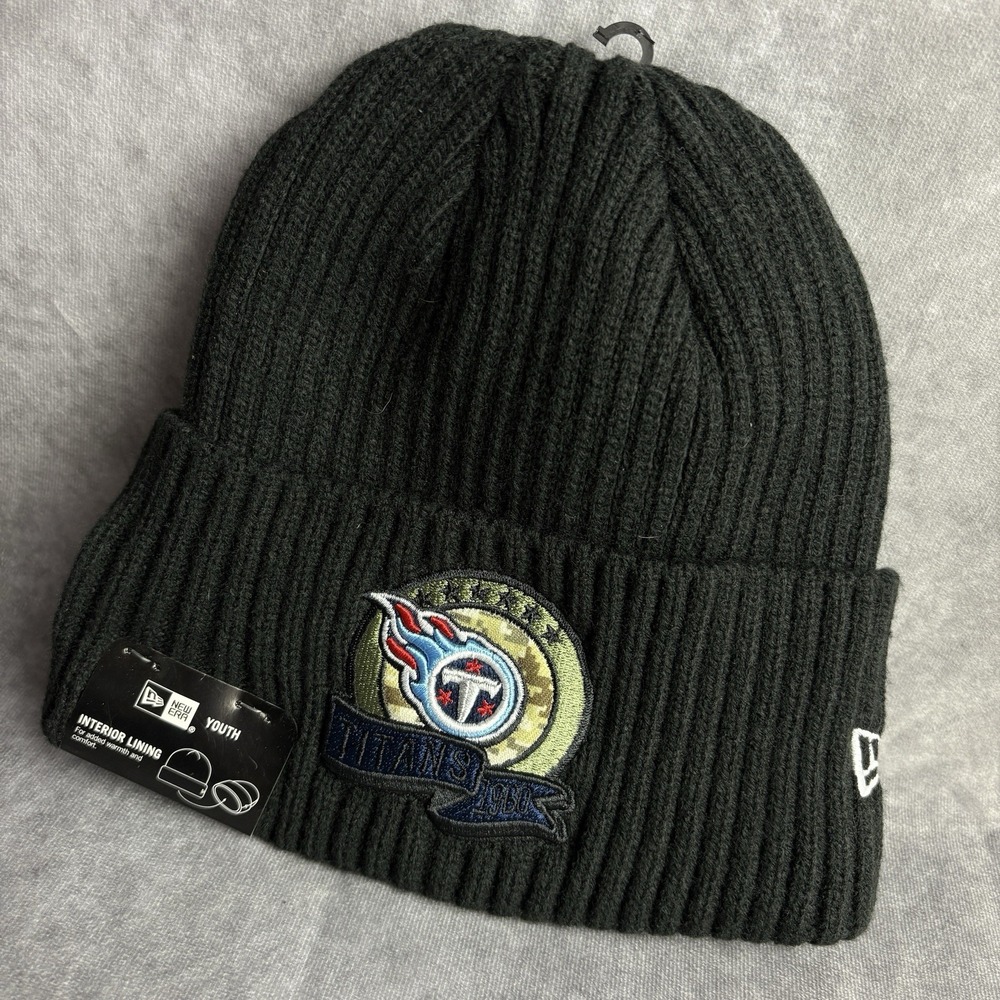 Tennessee Titans New Era Beanie Youth Black Camo Salute To Service Lined NFL NEW
